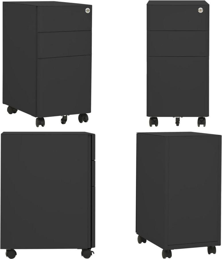 VidaXL Ladeblok verrijdbaar 30x45x59 cm staal antracietkleurig Ladeblok Ladeblokken Ladenblok Ladenblokken