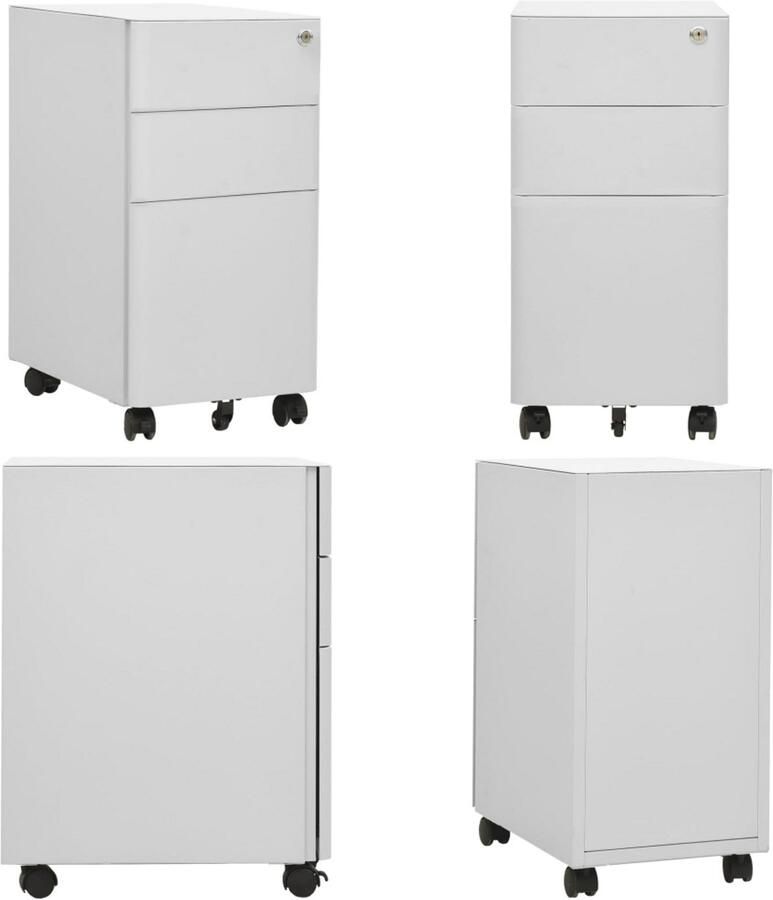 VidaXL Ladeblok verrijdbaar 30x45x59 cm staal lichtgrijs Ladeblok Ladeblokken Ladenblok Ladenblokken