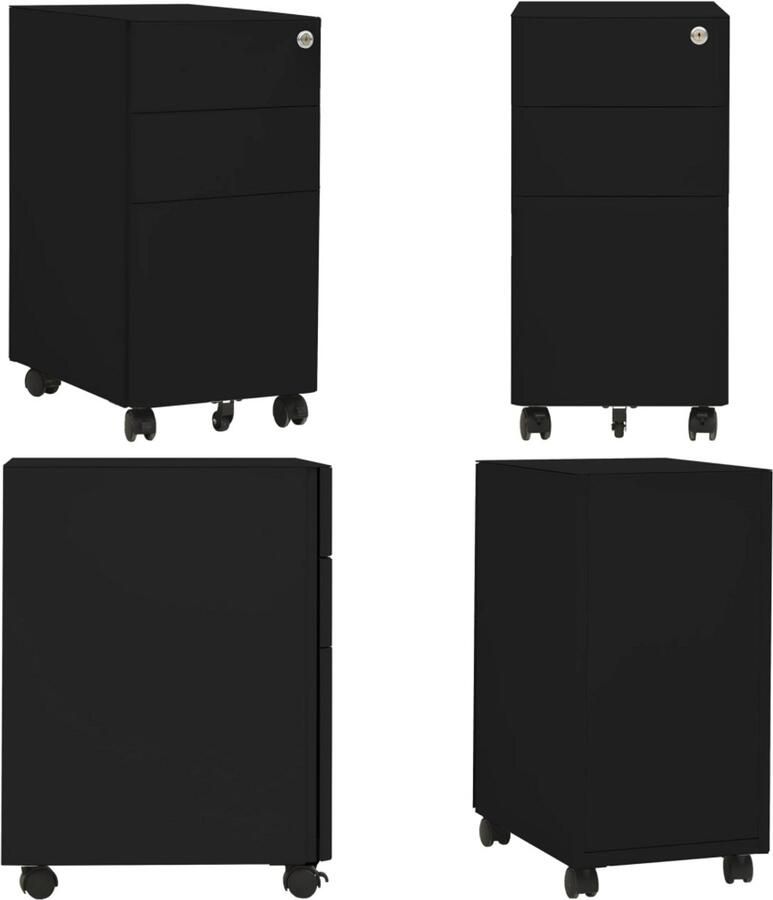 VidaXL Ladeblok verrijdbaar 30x45x59 cm staal zwart Ladeblok Ladeblokken Ladenblok Ladenblokken