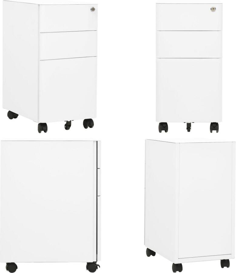 VidaXL Ladeblok verrijdbaar 39x45x59 cm staal wit Ladeblok Ladeblokken Ladenblok Ladenblokken