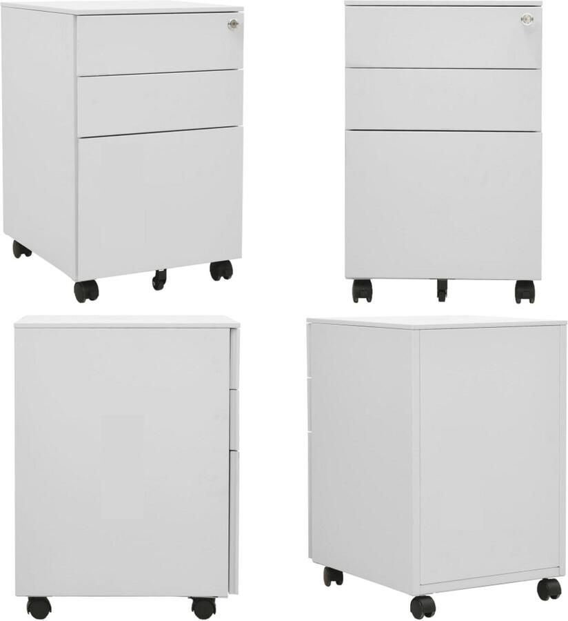 VidaXL Ladeblok verrijdbaar 39x45x60 cm staal lichtgrijs Ladeblok Ladeblokken Ladenblok Ladenblokken