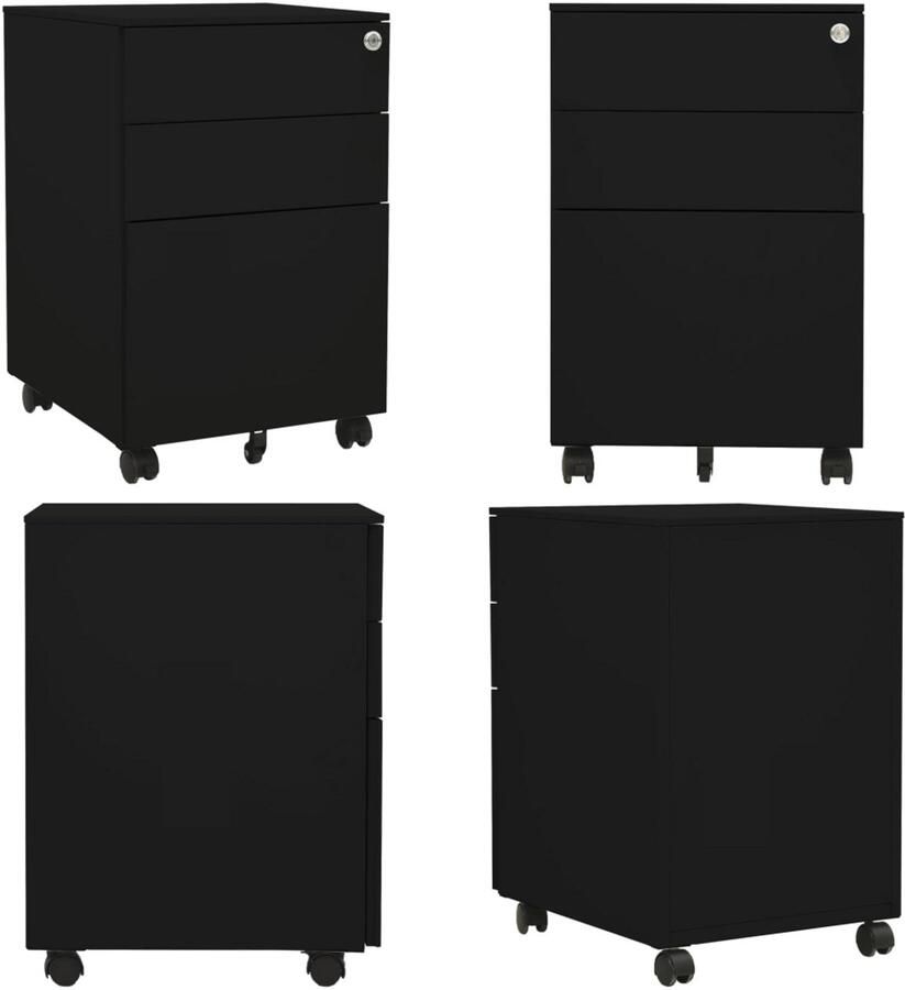 VidaXL Ladeblok verrijdbaar 39x45x60 cm staal zwart Ladeblok Ladeblokken Ladenblok Ladenblokken