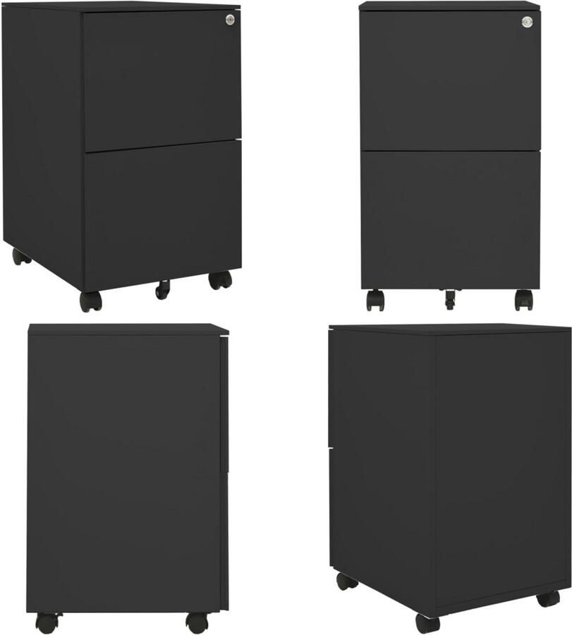 VidaXL Ladeblok verrijdbaar 39x45x67 cm staal antracietkleurig Ladeblok Ladeblokken Ladenblok Ladenblokken