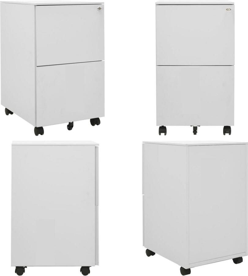 VidaXL Ladeblok verrijdbaar 39x45x67 cm staal lichtgrijs Ladeblok Ladeblokken Ladenblok Ladenblokken