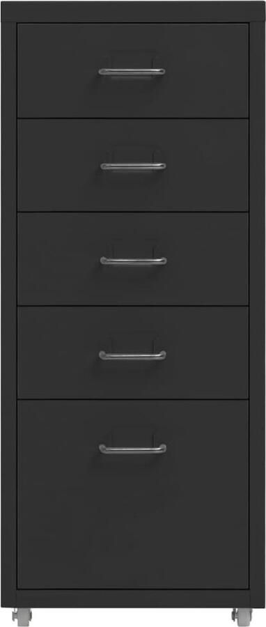 VidaXL Ladeblok Verrijdbaar Metaal Zwart Archief Kast Ladenkast Kasten Metalen Kast Zwarte Kast Kantoormeubilair Bureau Accessoires Organiseren
