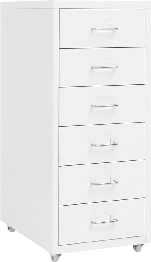 VidaXL Ladeblok Verrijdbaar Wit 28x41x69 cm Archiefkaartje Metalen Ladenkast Archivak Kasten Set Kantooraccessoires Opslagoplossing Documenten Organizer File Cabinet Witte Meubels Stapelbare Kasten Robuuste Kast - Foto 2