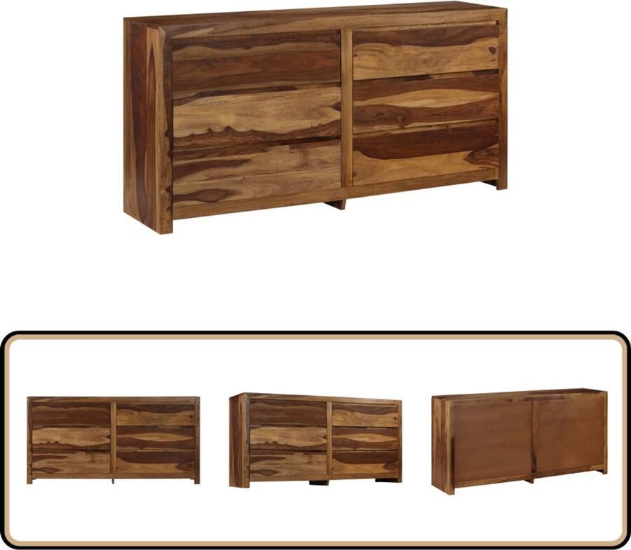 VidaXL Ladekast Massief Sheeshamhout 160x40x80 cm Ladekast Kast Dressoir Woonkamermeubilair Sheeshamhouten Meubels