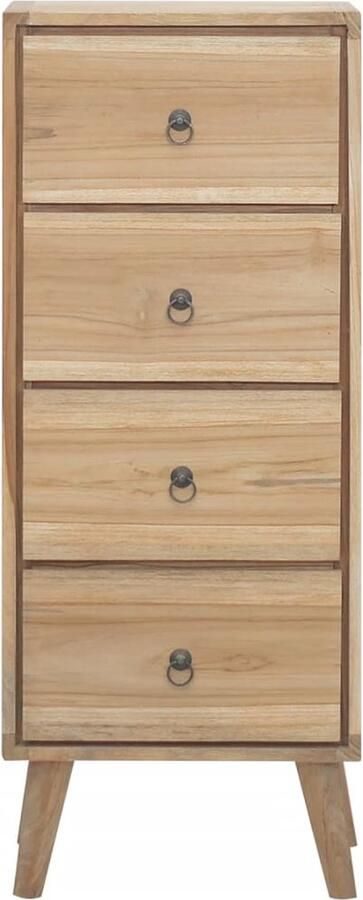 VidaXL Ladekast 4 lades massief teakhout 40x30x100 cm Ladekast Teak Hout Vintage Meubel Opbergkast Salontafel