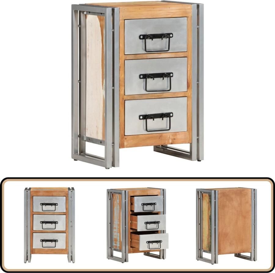 VidaXL Ladekast 40x30x60 cm Massief Gerecycled Hout Ladekast Vintage Style Industrieel Design Houten Lade Kast Opbergkast