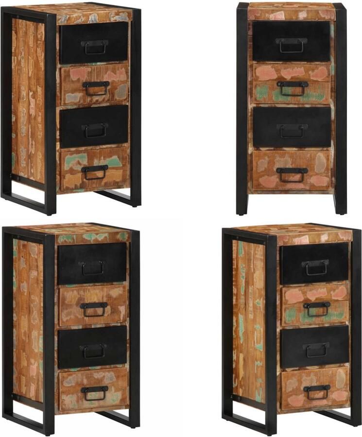 VidaXL Ladekast 40x40x90 cm massief gerecycled hout meerkleurig Ladekast Ladekasten Ladenkast Ladeblok