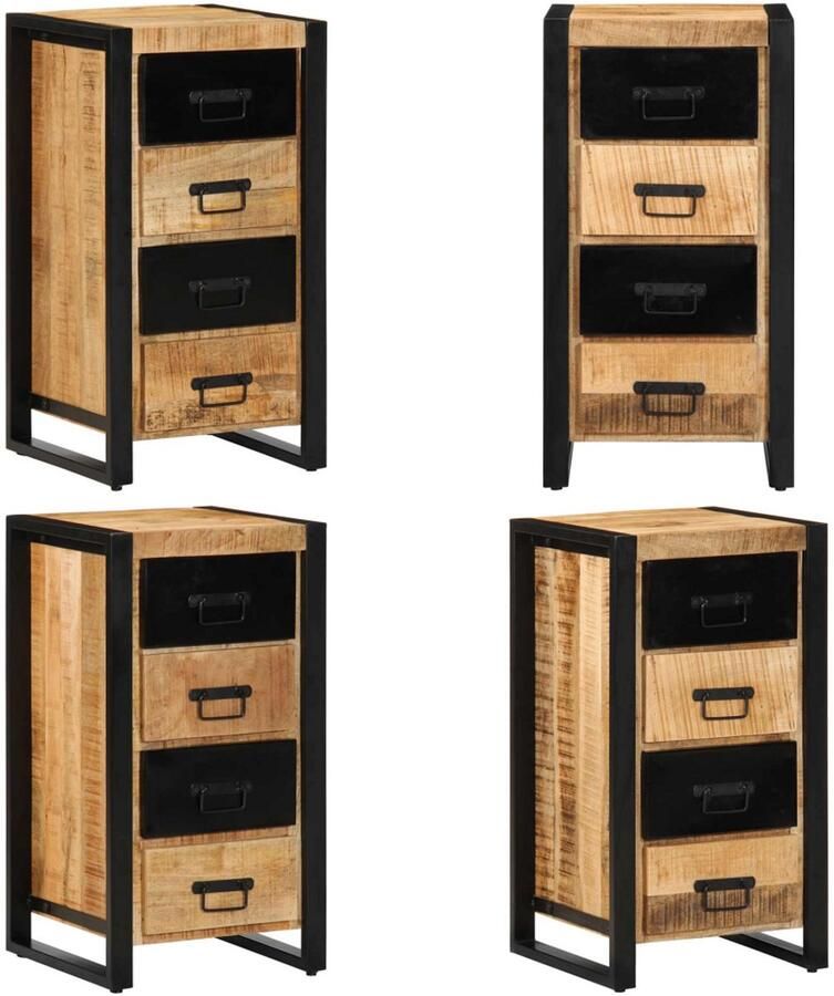 VidaXL Ladekast 40x40x90 cm massief ruw mangohout Ladekast Ladekasten Ladenkast Ladeblok