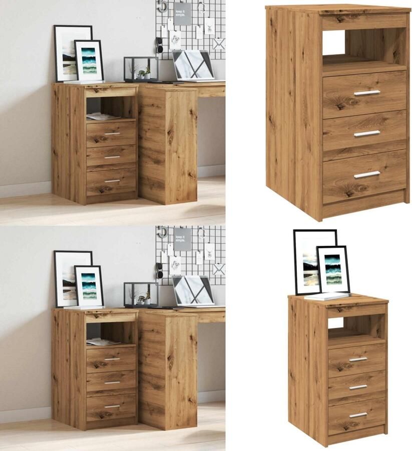 VidaXL Ladekast 40x50x76 cm bewerkt hout artisanaal eikenkleur Ladekast Ladekasten Kast Opbergkast