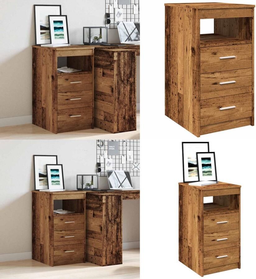 VidaXL Ladekast 40x50x76 cm bewerkt hout oud houtkleurig Ladekast Ladekasten Kast Opbergkast