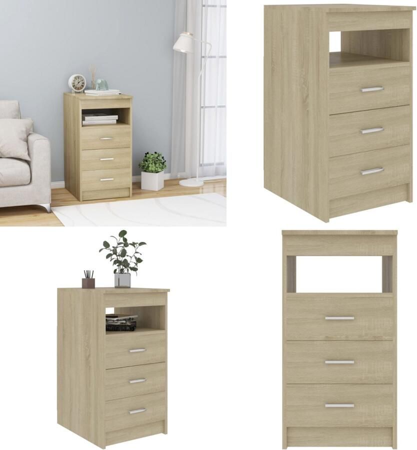 VidaXL Ladekast 40x50x76 cm bewerkt hout sonoma eikenkleurig Ladekast Ladekasten Opbergkast Opbergkasten