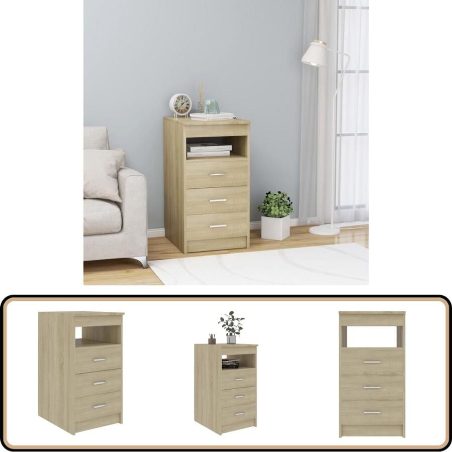VidaXL Ladekast 40x50x76 cm Sonoma eikenkleurig Ladekast Opslagruimte Houten Kast Sonoma Eiken Salontafel Woonkamer Meubilair Kantoormeubilair