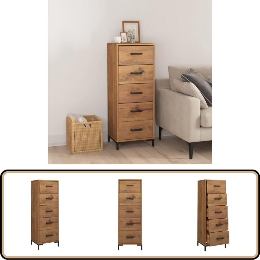 VidaXL Ladekast 42x35x110 cm massief grenenhout