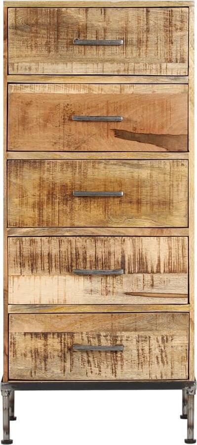 The Living Store Ladekast 45x35x106 cm massief mangohout Ladekast Mangohout Meubels Vintage Kast Industrieel Design Opberglade - Foto 3