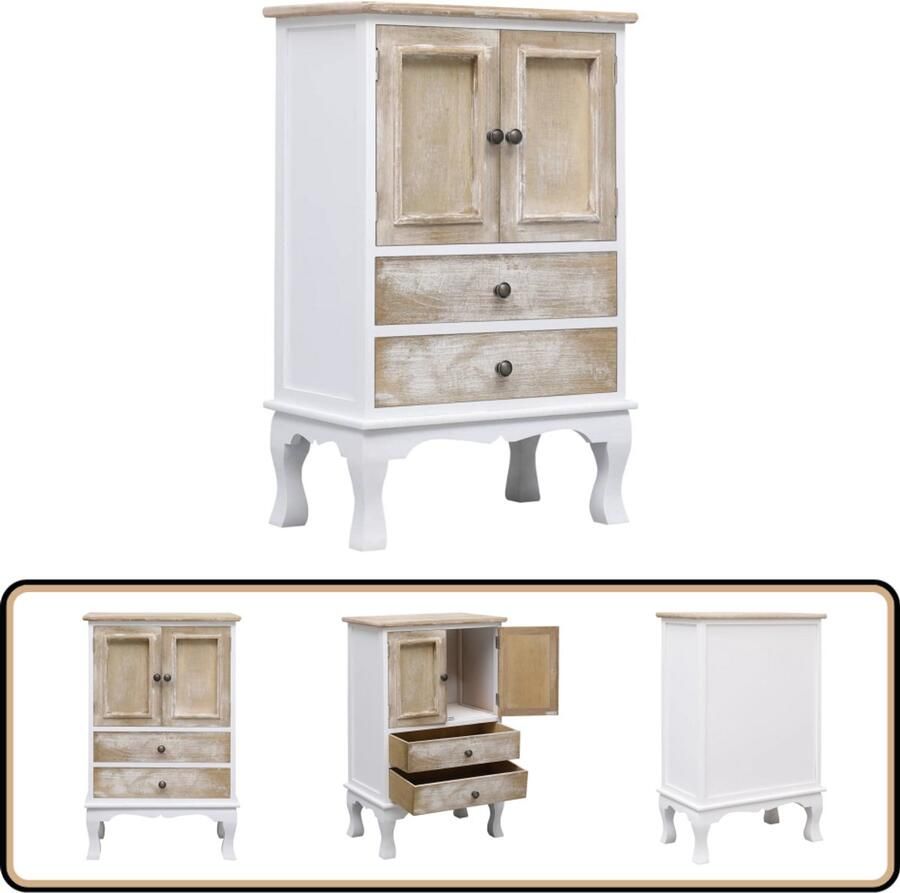 VidaXL Ladekast 50x30x80 cm Wit Hout Ladekast Dressoir Opbergmeubel Salontafel Tv Tafel