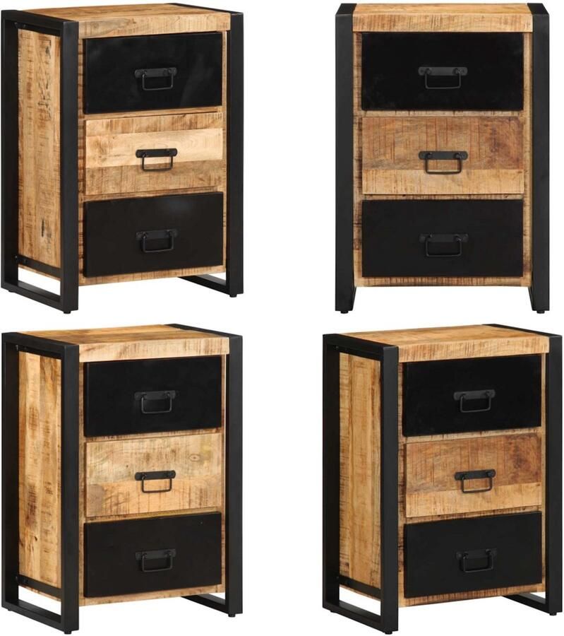 VidaXL Ladekast 50x35x70 cm massief ruw mangohout Ladekast Ladekasten Ladenkast Ladeblok