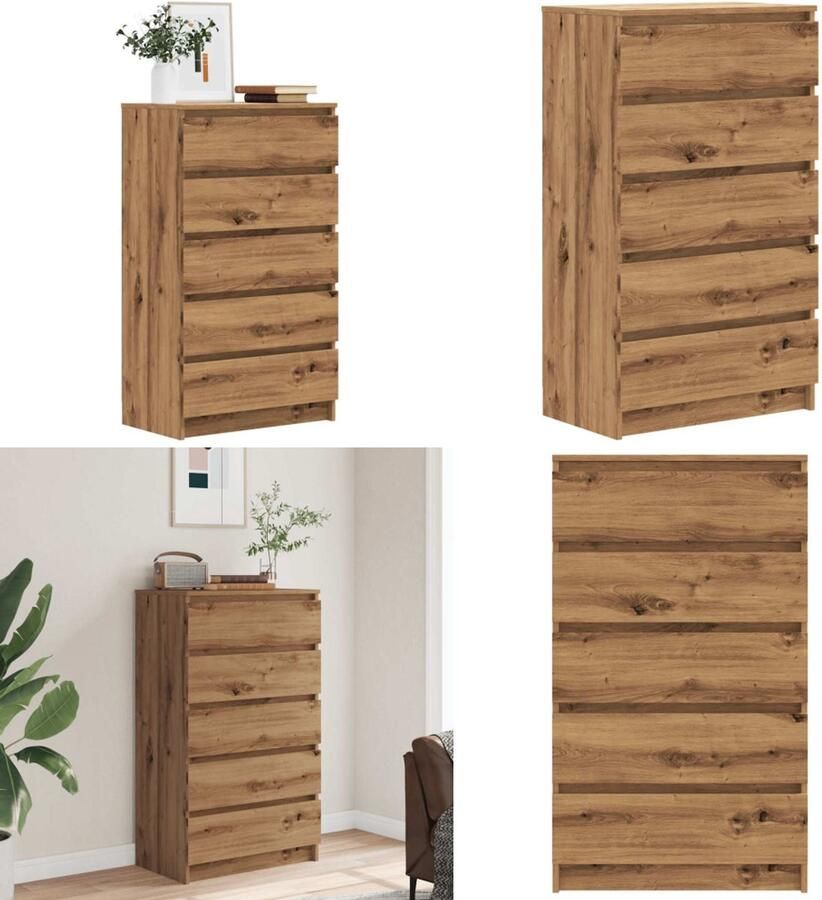 VidaXL Ladekast 60x36x103 cm bewerkt hout artisanaal eikenkleur Ladekast Ladekasten Ladekastje Ladekastjes