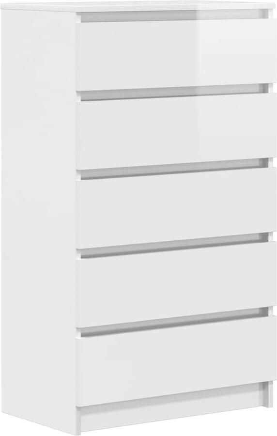 VidaXL Ladekast 60x36x103 cm bewerkt hout hoogglans wit - Foto 2