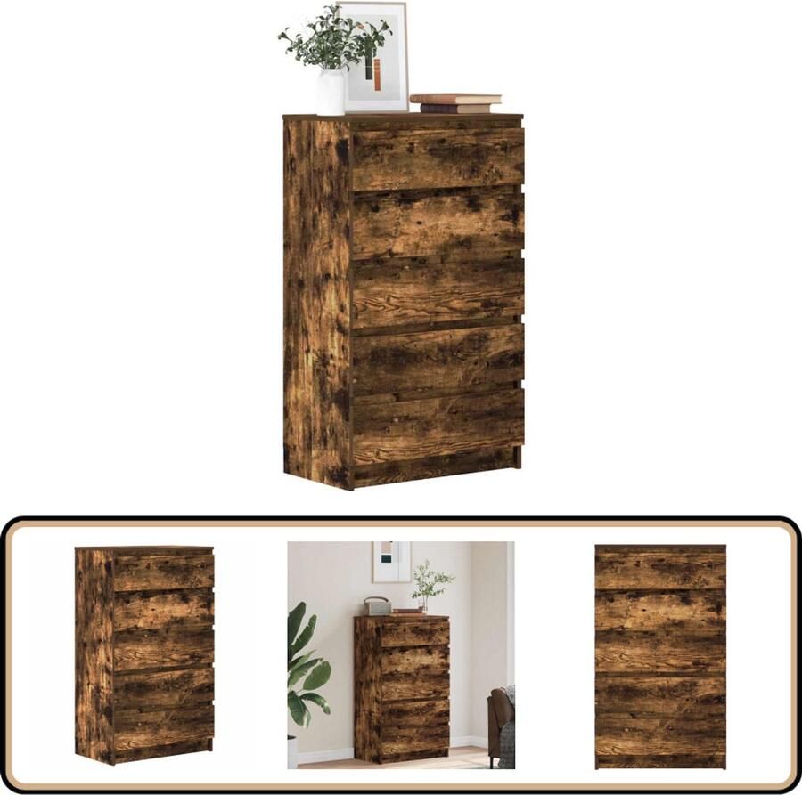 VidaXL Ladekast 60x36x103 cm Gerookt Eiken Ladekast Houten Meubel Bergruimte Opbergkast Kamermeubel