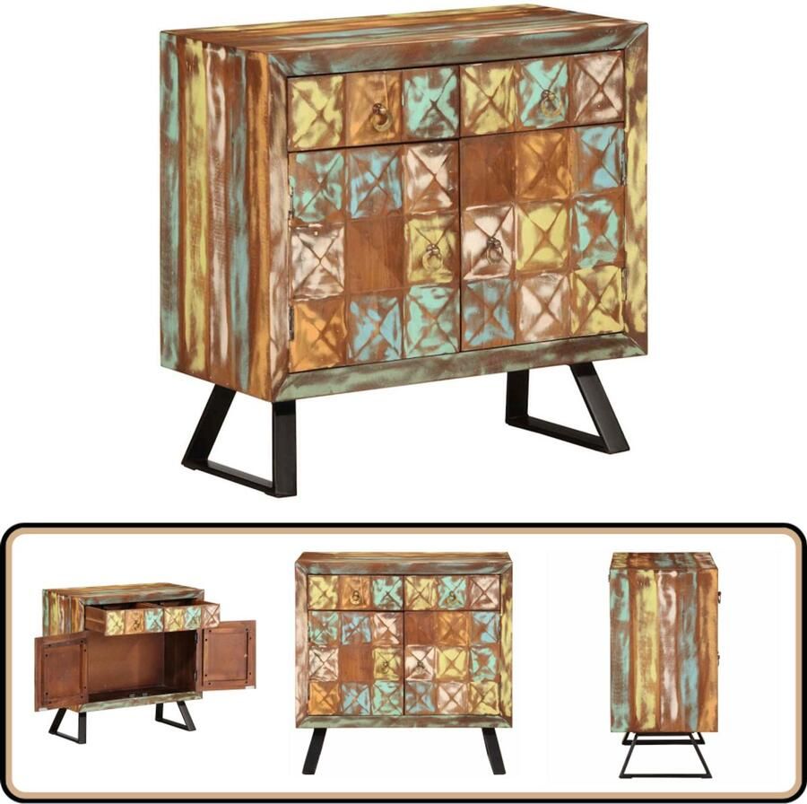 VidaXL Ladekast Massief Gerecycled Hout 70x35x70 cm Ladekast Opslagoplossing Industriële Stijl Vintage Design Recyceld Hout