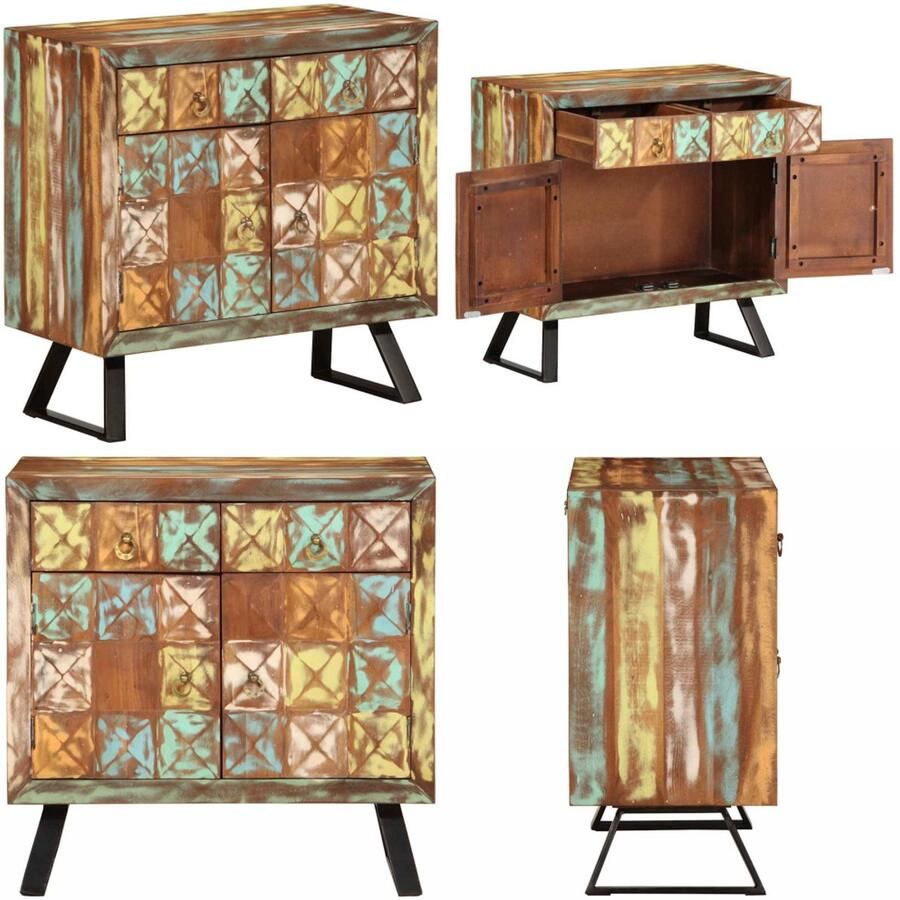 VidaXL Ladekast 70x35x70 cm massief gerecycled hout meerkleurig Ladekast Ladekasten Ladenkast Ladeblok