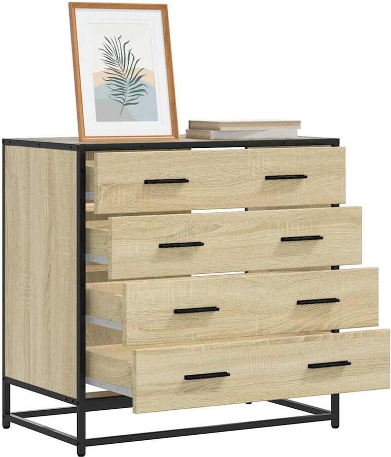 VidaXL Ladekast 70x41x70 cm bewerkt hout sonoma eikenkleurig Ladekast Dressoir Opbergkast Houten Ladekast Sonoma Eiken - Foto 2