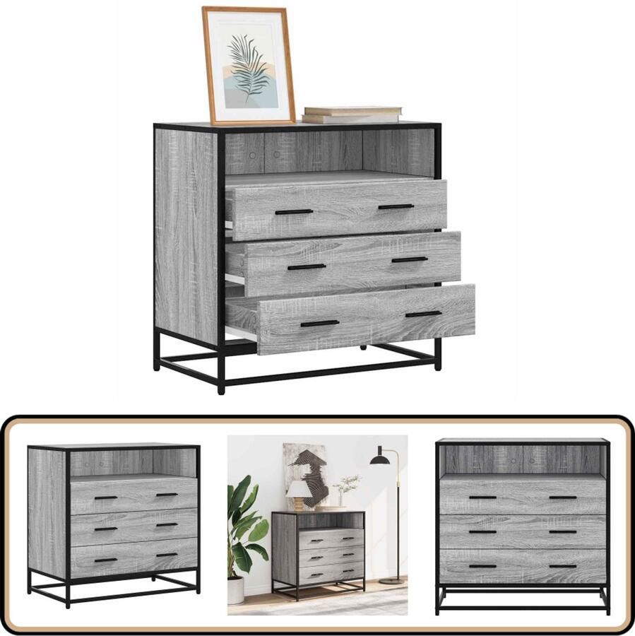 VidaXL Ladekast 70x41x70 cm Grijs Sonoma Eiken Ladekast Ladekasten Ladekastje Ladekastjes