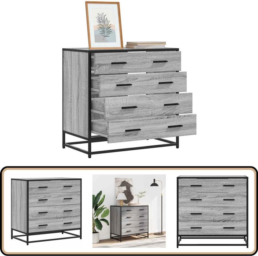 VidaXL Ladekast 70x41x70 cm Grijs Sonoma Eiken Ladekast Ladekasten Ladekastje Ladekastjes