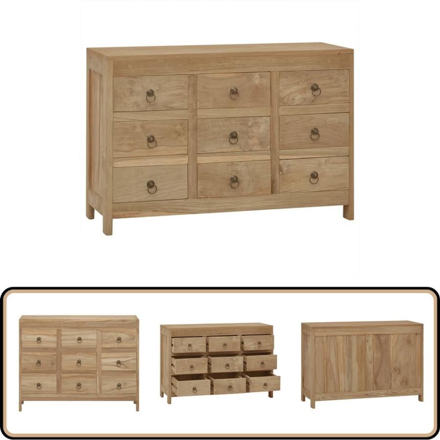 VidaXL Ladekast 80x30x55 cm massief teakhout Ladekast Teak Hout Vintage Salontafel Opslagmeubilair