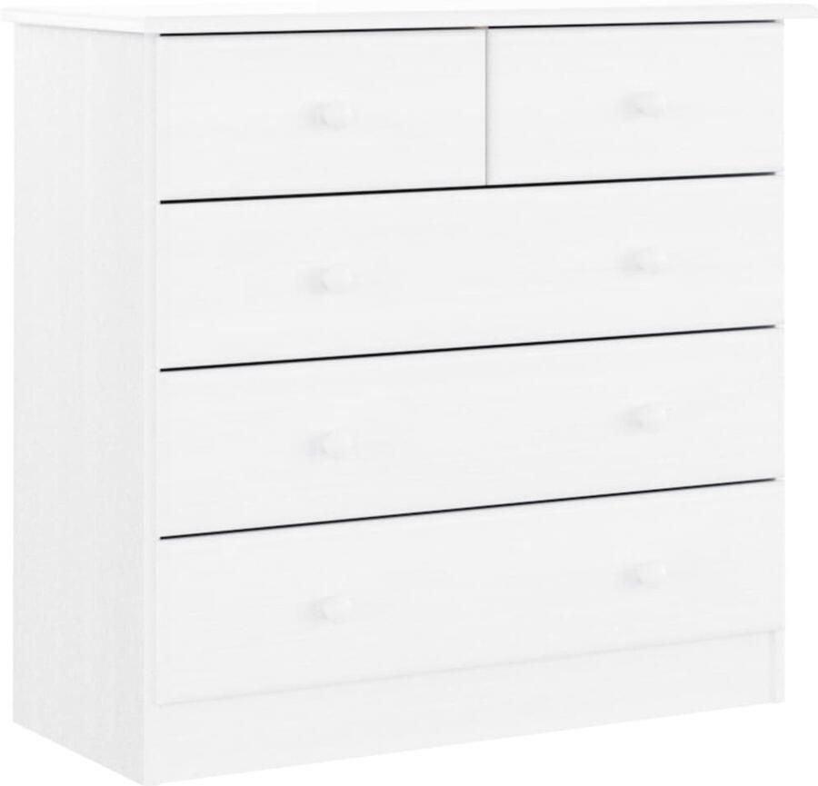 VidaXL Houten Ladekast ALTA 77x35x73 cm massief grenenhout wit Grenenhouten Ladekast Vintage Ladekast Salontafel - Foto 2