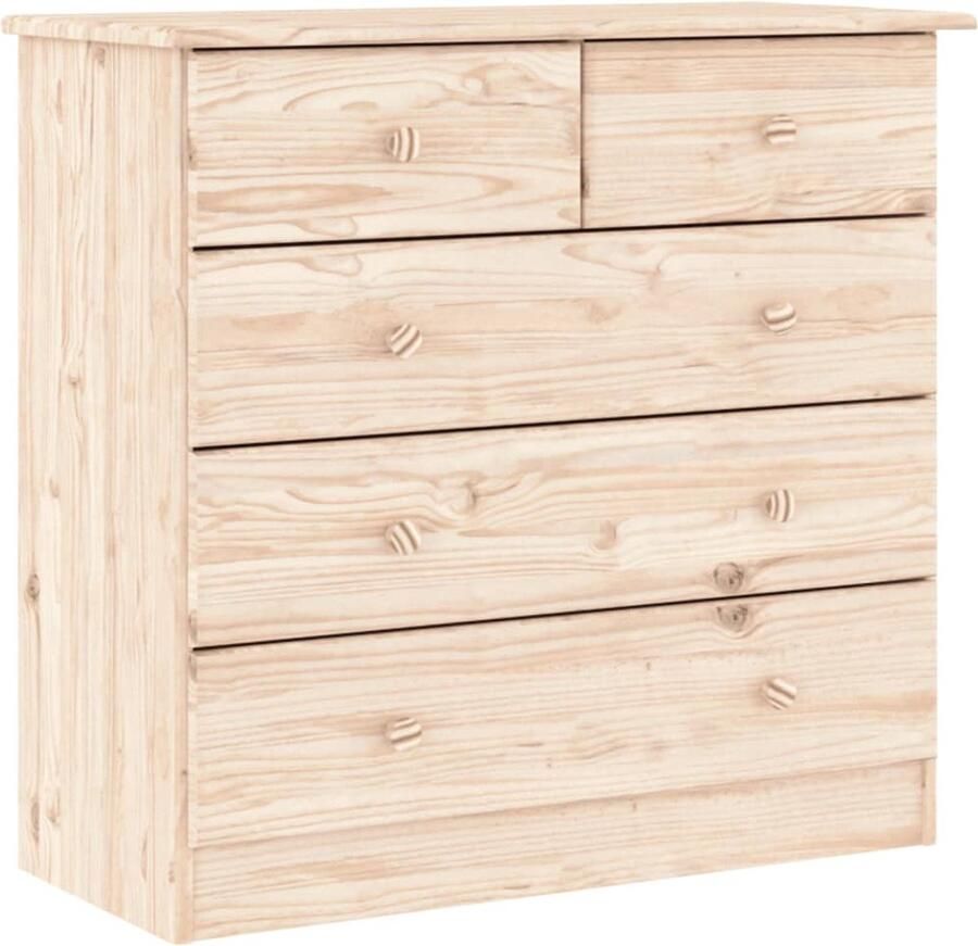 VidaXL Ladekast ALTA Grenenhout 77x35x73 cm Ladekast Grenenhouten Meubel Vintage Kast Opslagmeubilair Salontafel