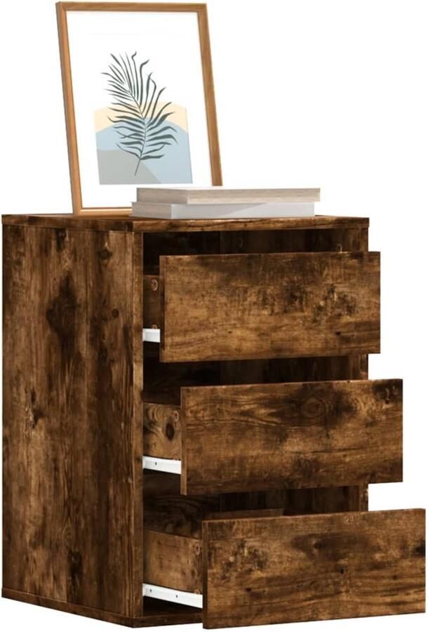 VidaXL Ladekast Gerookt Eiken 3 Lades 40x41x58 cm Ladekast Ladekasten Opbergkast Archiefkast