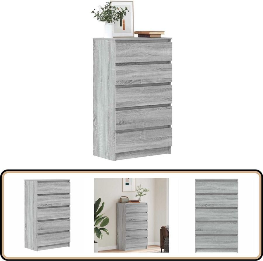 VidaXL Ladekast Grijs Sonoma Eiken 60x36x103 cm Ladekast Opbergkast Houten Kast Grijze Kast Salontafel