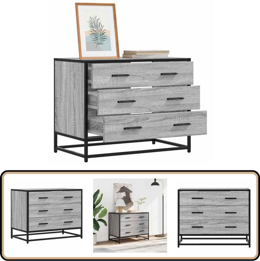 VidaXL Ladekast Grijs Sonoma Eiken 70x41x56 cm Ladekast Ladekasten Ladekastje Ladekastjes