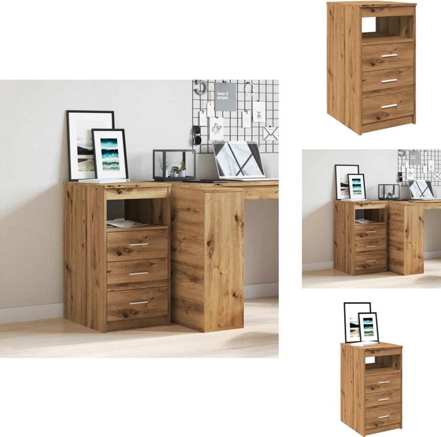 VidaXL Ladekast Ladekasten Kast Opbergkast Ladekast 40x50x76 cm bewerkt hout artisanaal eikenkleur