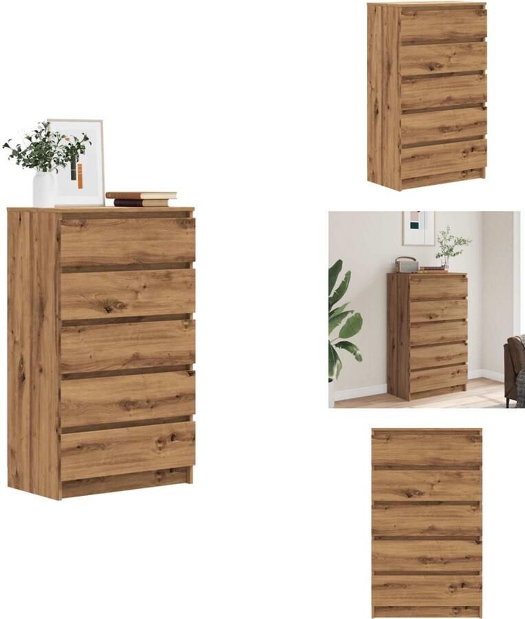 VidaXL Ladekast Ladekasten Ladekastje Ladekastjes Ladekast 60x36x103 cm bewerkt hout artisanaal eikenkleur