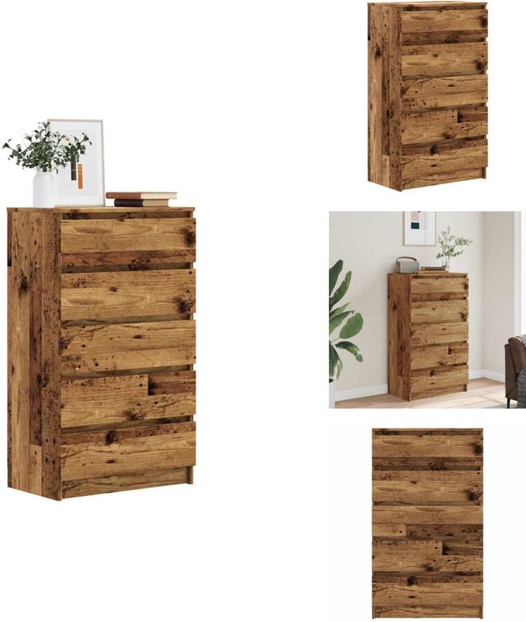 VidaXL Ladekast Ladekasten Ladekastje Ladekastjes Ladekast 60x36x103 cm bewerkt hout oud houtkleurig