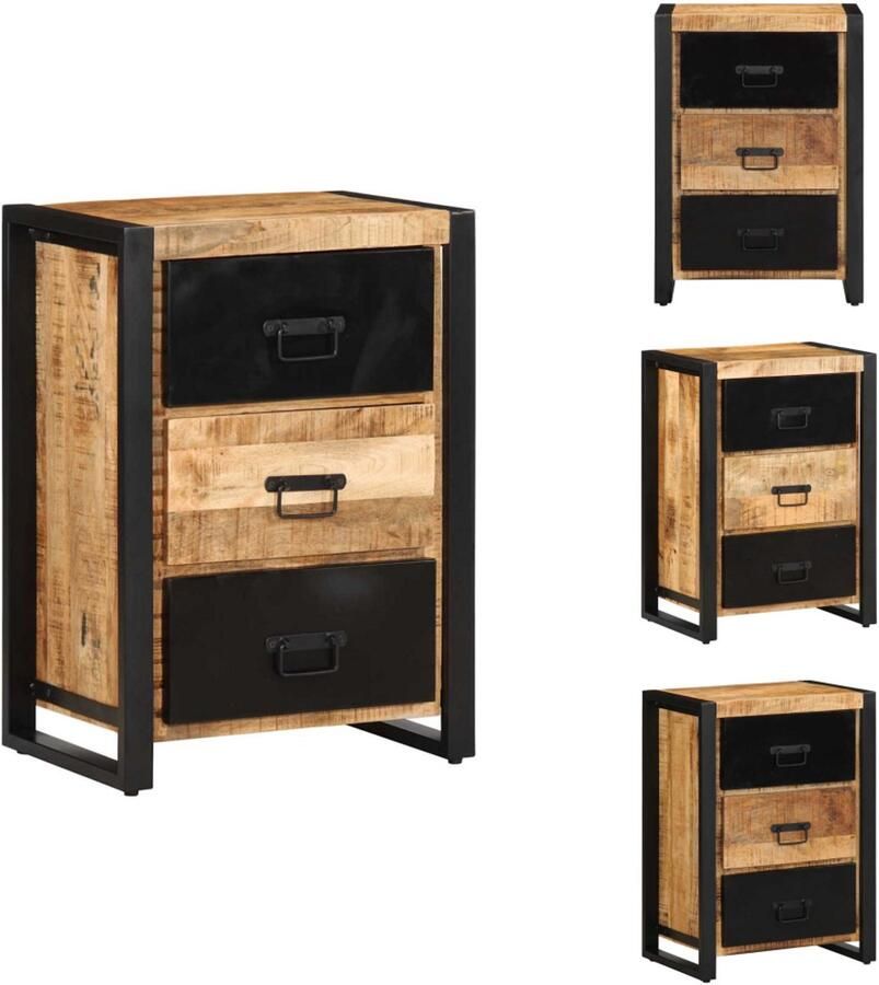 The Living Store Ladekast 50x35x70 cm massief ruw mangohout Ladekast Vintage Kast Mangohout Kast Opbergkast Salontafel