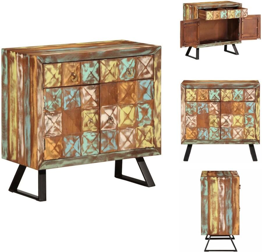 VidaXL Ladekast Ladekasten Ladenkast Ladeblok Ladekast 70x35x70 cm massief gerecycled hout meerkleurig