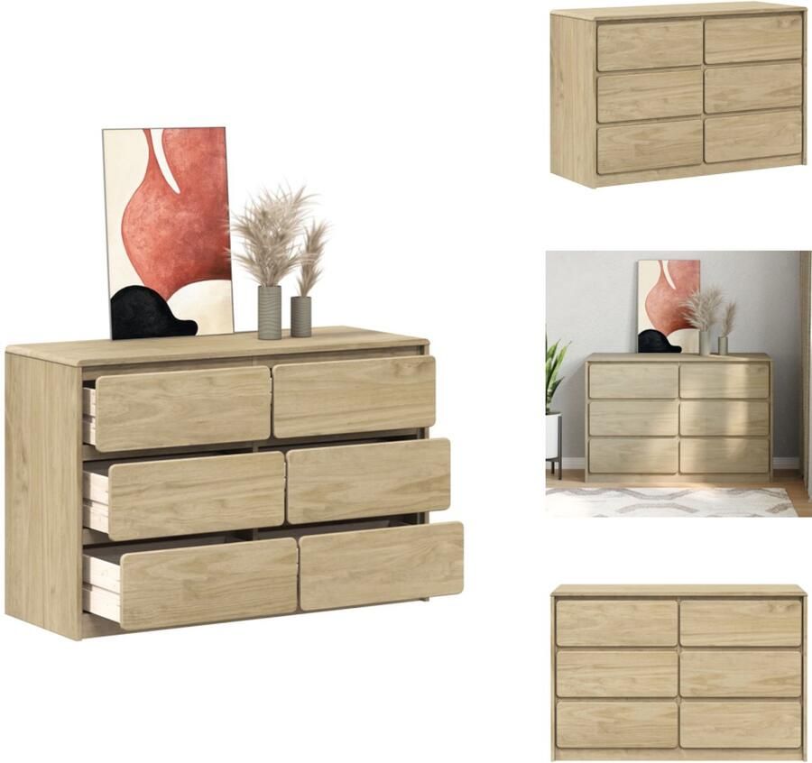 VidaXL Ladekast Ladekasten Ladenkast Ladeblok Ladekast SAUDA 111x43x73 5 cm massief grenenhout eikenkleurig