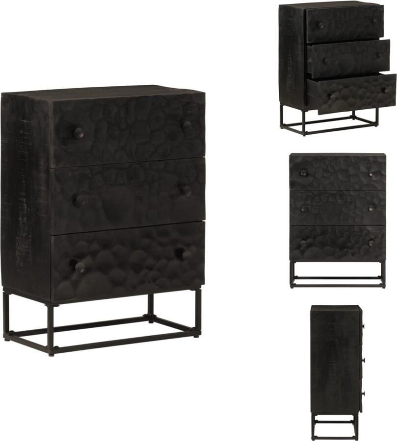 VidaXL Ladekast Ladekasten Ladenkast Ladeblok Ladekastje 55x30x76 cm massief mangohout en ijzer zwart