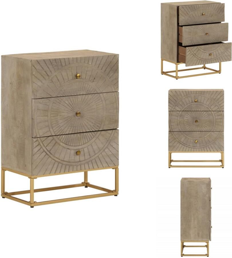 VidaXL Ladekast Ladekasten Ladenkast Ladeblok Ladekastje 55x30x76 cm massief mangohout en ijzer