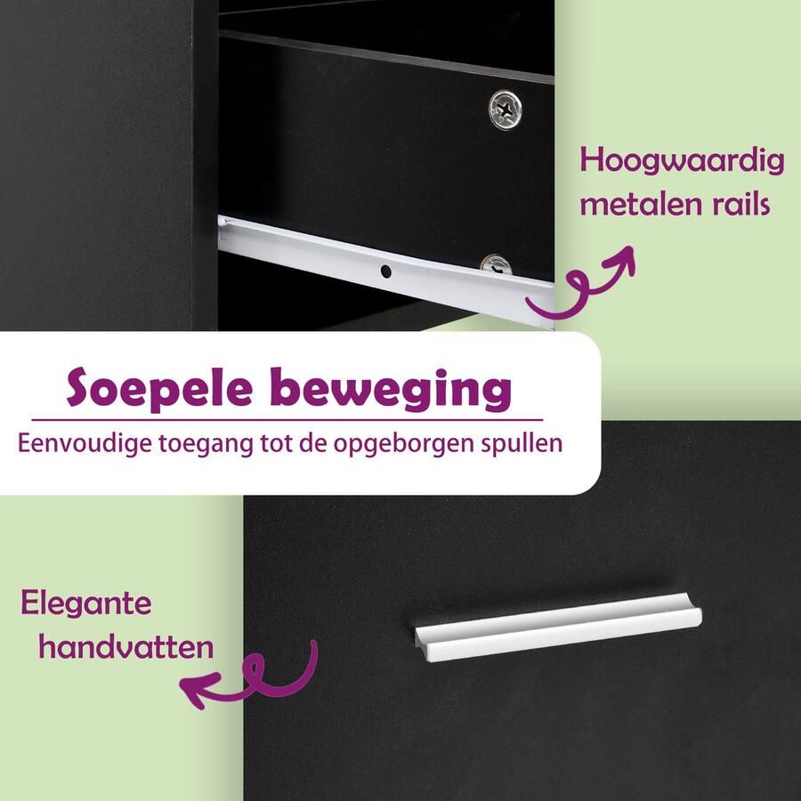 The Living Store Onderkast met lade Lyon 80x46x81 5 cm bewerkt hout zwart Keukenonderkast Lades Opslagruimte Houten Kast Zwarte Kast