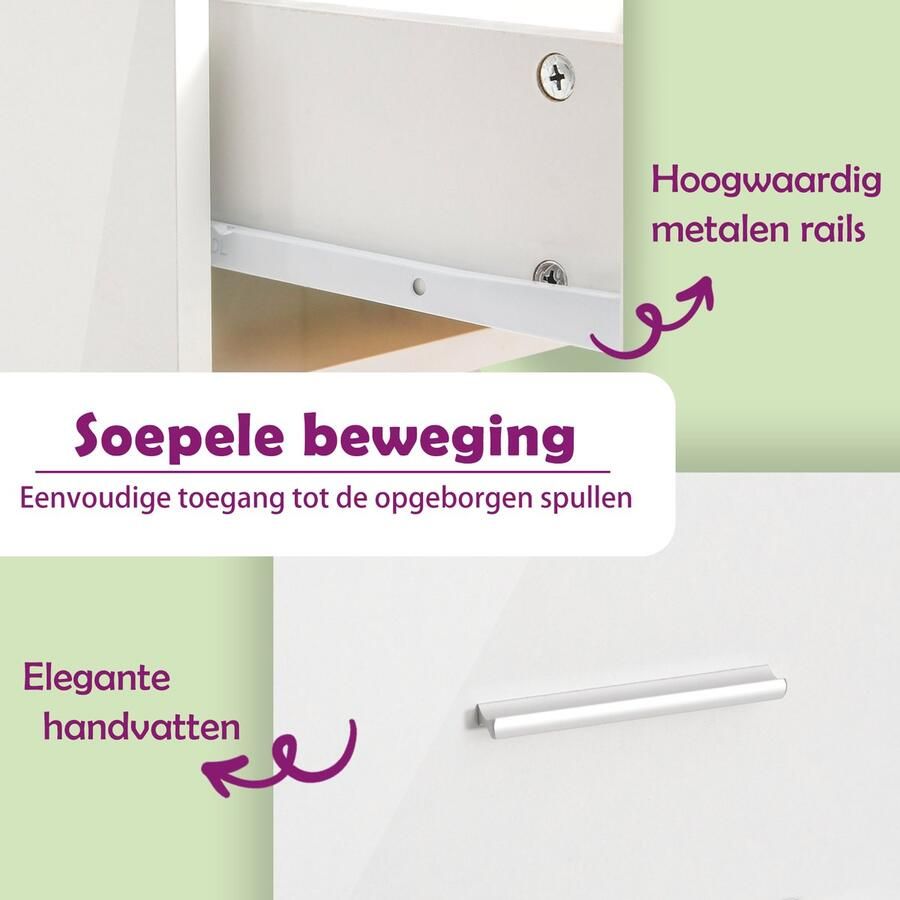 VidaXL Ladekast Ladekasten Onderkast Onderkasten Onderkast met lade 60x46x81-5 cm spaanplaat hoogglans wit