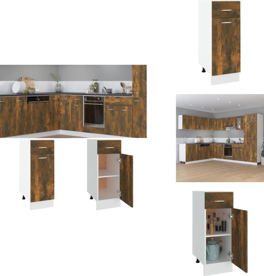 VidaXL Ladekast Ladekasten Onderkast Onderladekast Onderkast met lade 30x46x81 5 cm bewerkt hout gerookt eiken - Foto 2