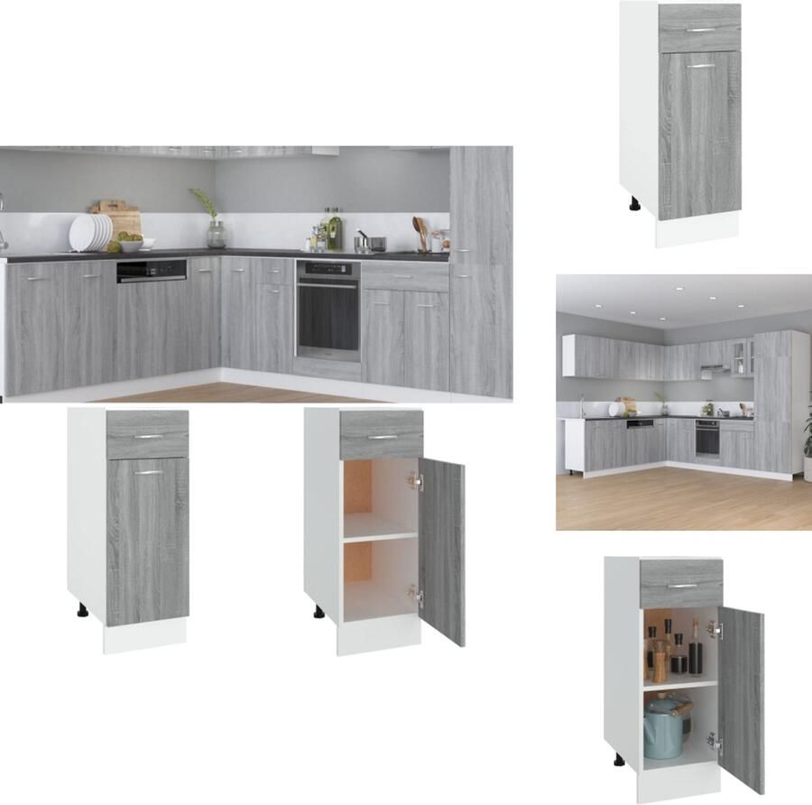 VidaXL Ladekast Ladekasten Onderkast Onderladekast Onderkast met lade 30x46x81 5 cm bewerkt hout grijs sonoma