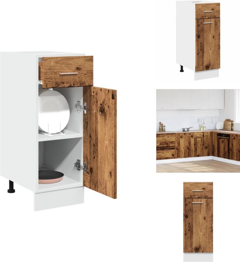 VidaXL Ladekast Ladekasten Onderkast Onderladekast Onderkast met lade 30x46x81 5 cm bewerkt hout oud houtkleurig